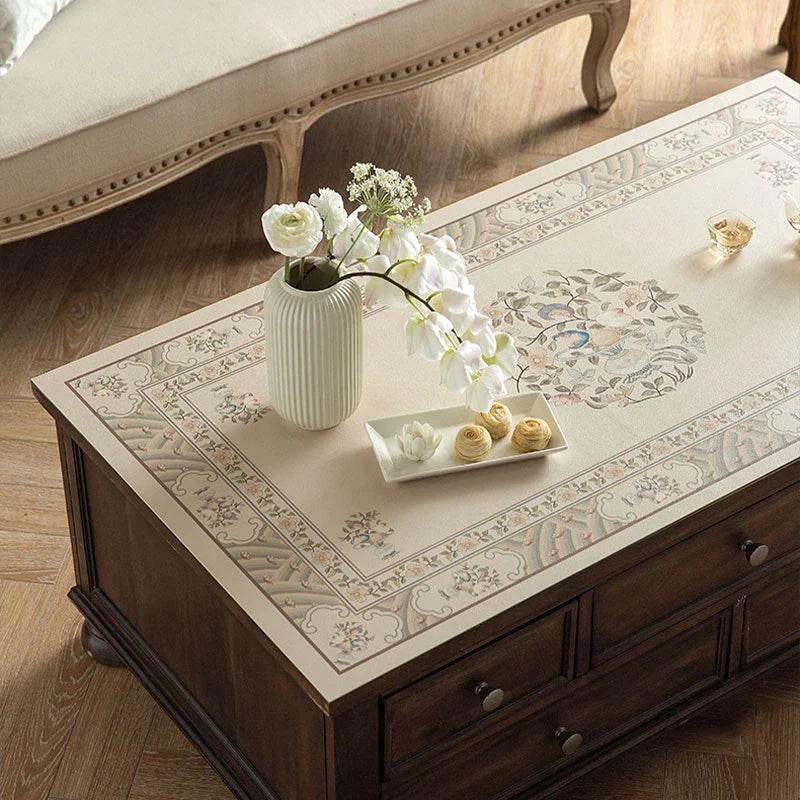 Chinoiserie Stain Resistant Leather Coffee Table Mat - SinoCultural -- TM016A4060 -