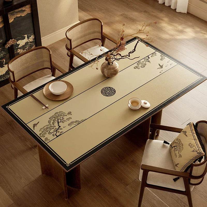 Chinoiserie Stain Resistant Rectangular Leather Table Mat - SinoCultural -- TM017A6060