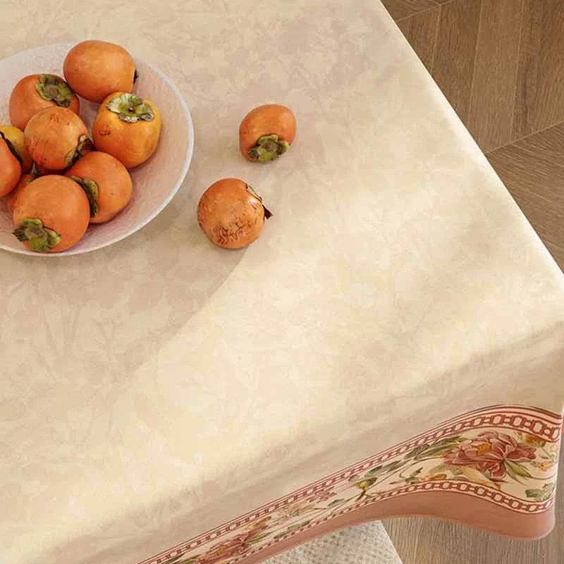 Chinoiserie Vintage Floral Country Style Powder Pink Rectangular Tablecloth - SinoCultural -- TC024WP85