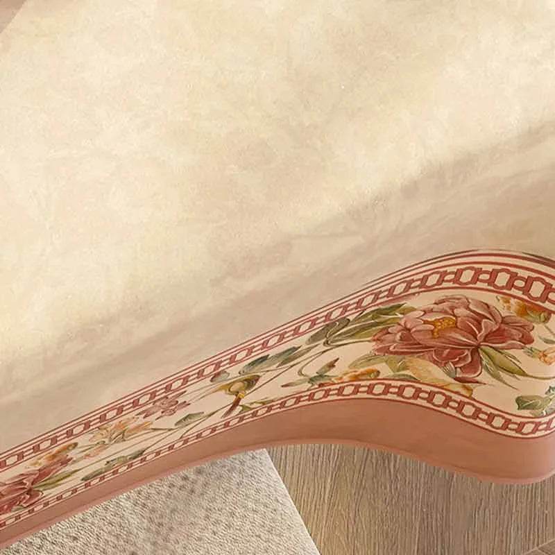 Chinoiserie Vintage Floral Country Style Powder Pink Rectangular Tablecloth - SinoCultural -- TC024WP85