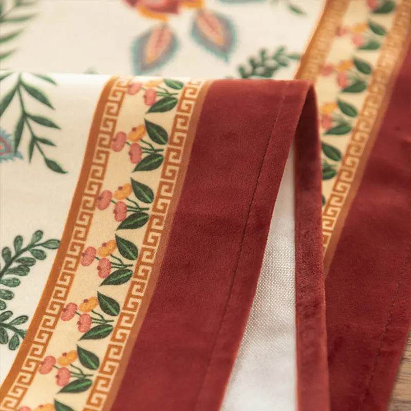 Chinoiserie Vintage Floral and Aviary Design Table Runner - SinoCultural -- TR011W160 -