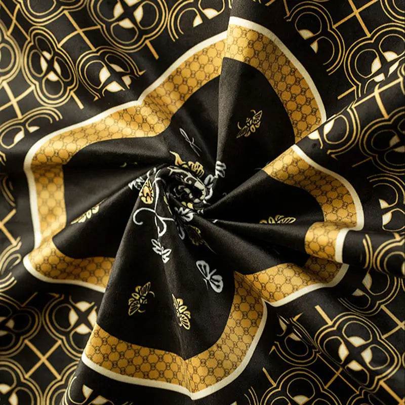 Chinoiserie Vintage Luxury High-End Black Table Runner - SinoCultural -- TR017BK160 -