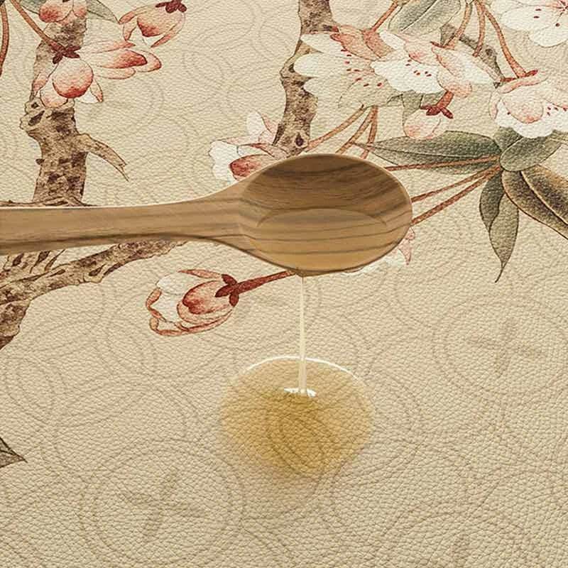 Chinoiserie Spring Floral Round Leather Table Mat Oil-Resistant & Easy to Clean - SinoCultural -- TM023A60
