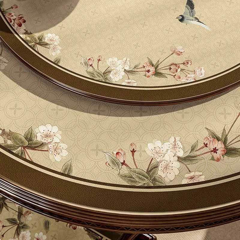 Chinoiserie Spring Floral Round Leather Table Mat Oil-Resistant & Easy to Clean - SinoCultural -- TM023A60