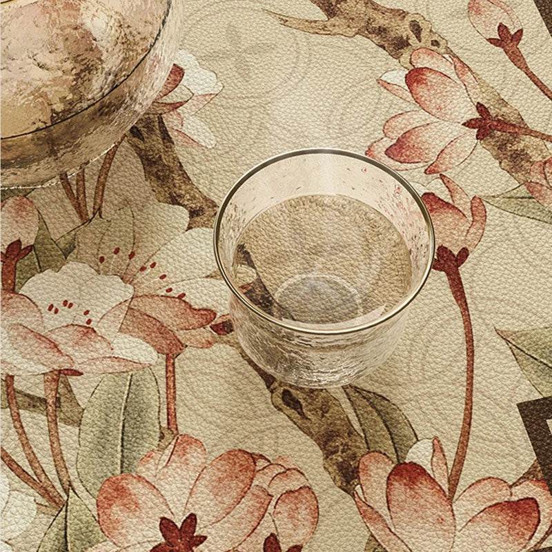 2-Piece Chinoiserie Vintage Springtime Round Table Fan-shaped Placemats - SinoCultural -- TM022A46