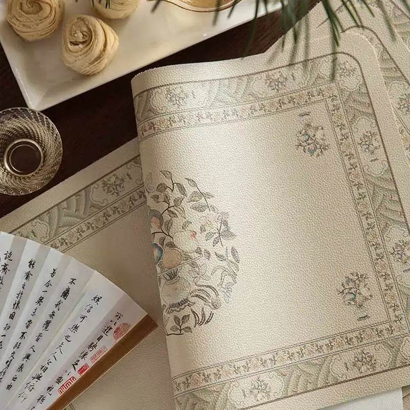 2-Piece Chinoiserie Waterproof and Oil-proof Leather Washable Placemat - SinoCultural -- TM031A30