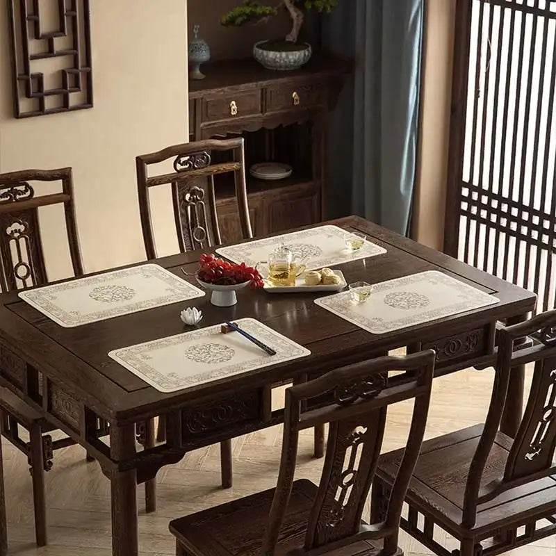 2-Piece Chinoiserie Waterproof and Oil-proof Leather Washable Placemat - SinoCultural -- TM031A30