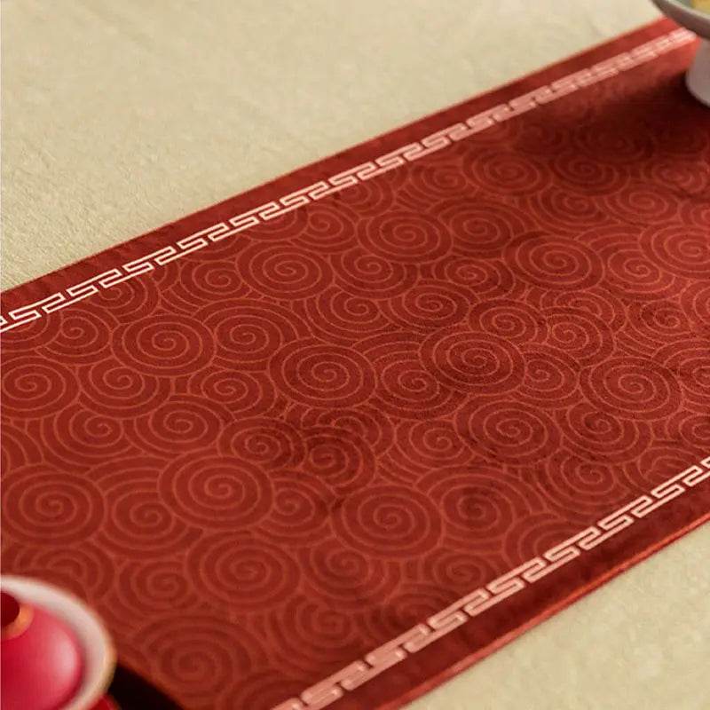 Chinoiserie Wedding Celebration Prosperity Red Table Runner - SinoCultural -- TR012R160 -