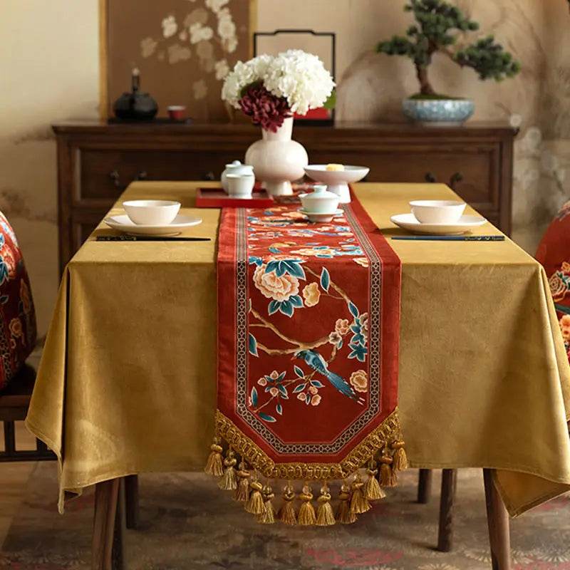 Chinoiserie Wedding Celebration Prosperity Table Runner - SinoCultural -- TR015R160