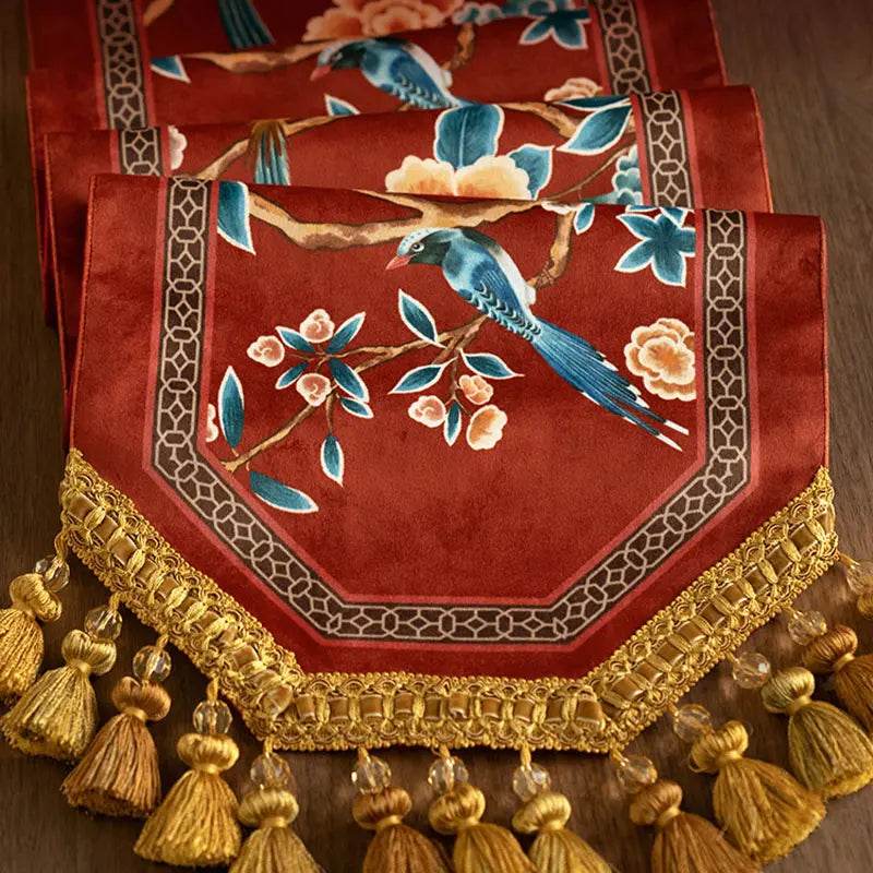Chinoiserie Wedding Celebration Prosperity Table Runner - SinoCultural -- TR015R160 -