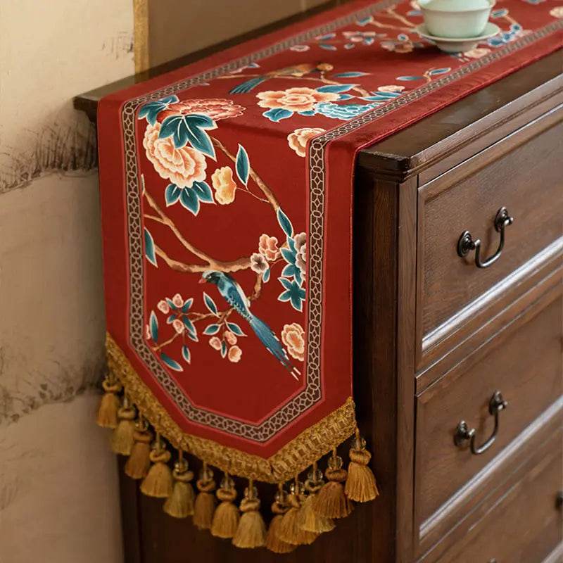 Chinoiserie Wedding Celebration Prosperity Table Runner - SinoCultural -- TR015R160 -