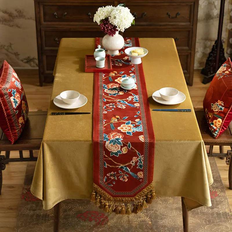 Chinoiserie Wedding Celebration Prosperity Table Runner - SinoCultural -- TR015R160