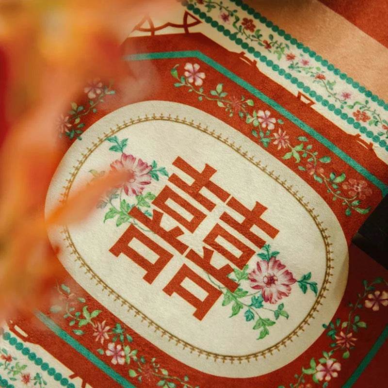 Chinoiserie Wedding Celebration Red Rectangular Tablecloth - SinoCultural -- TC020R85