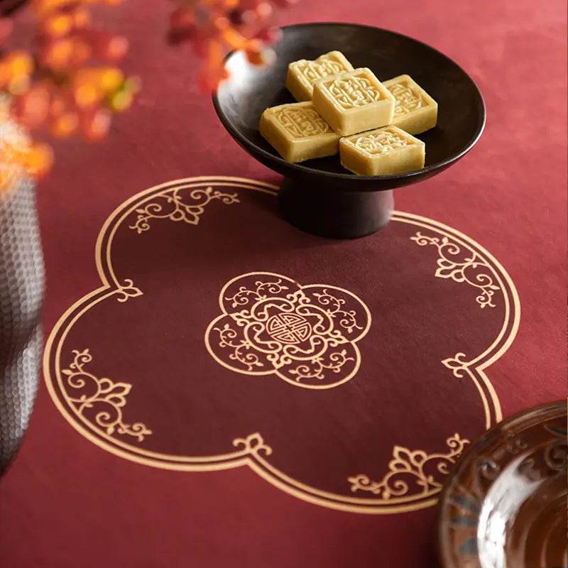 Chinoiserie Wedding Celebration Red Table Runner - SinoCultural -- TR021R160 -