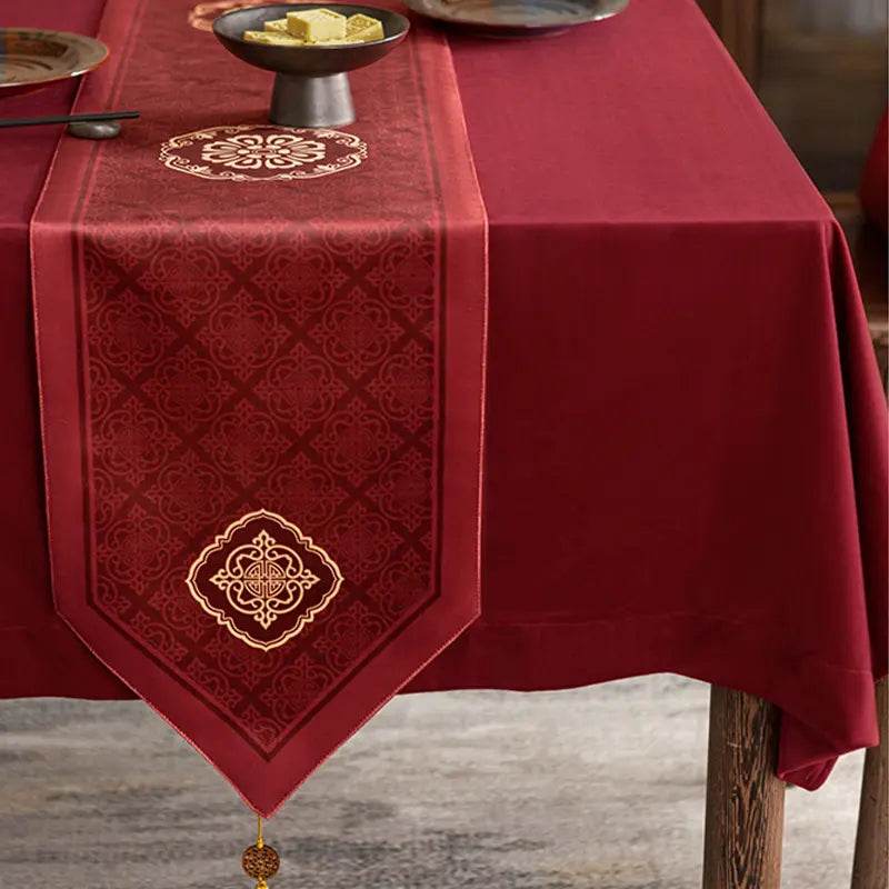 Chinoiserie Wedding Celebration Red Table Runner - SinoCultural -- TR021R160 -