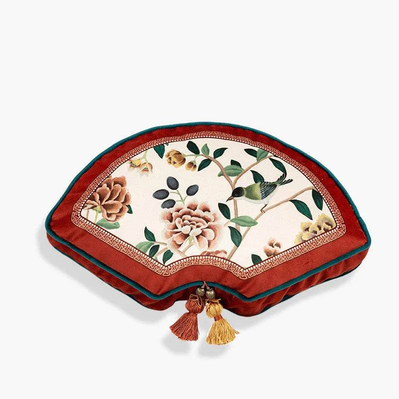 Sinocultural Chinoiserie Wedding Flower and Bird Throw Pillow Joyful Red Celebration - SinoCultural -- SJZBZ018A01