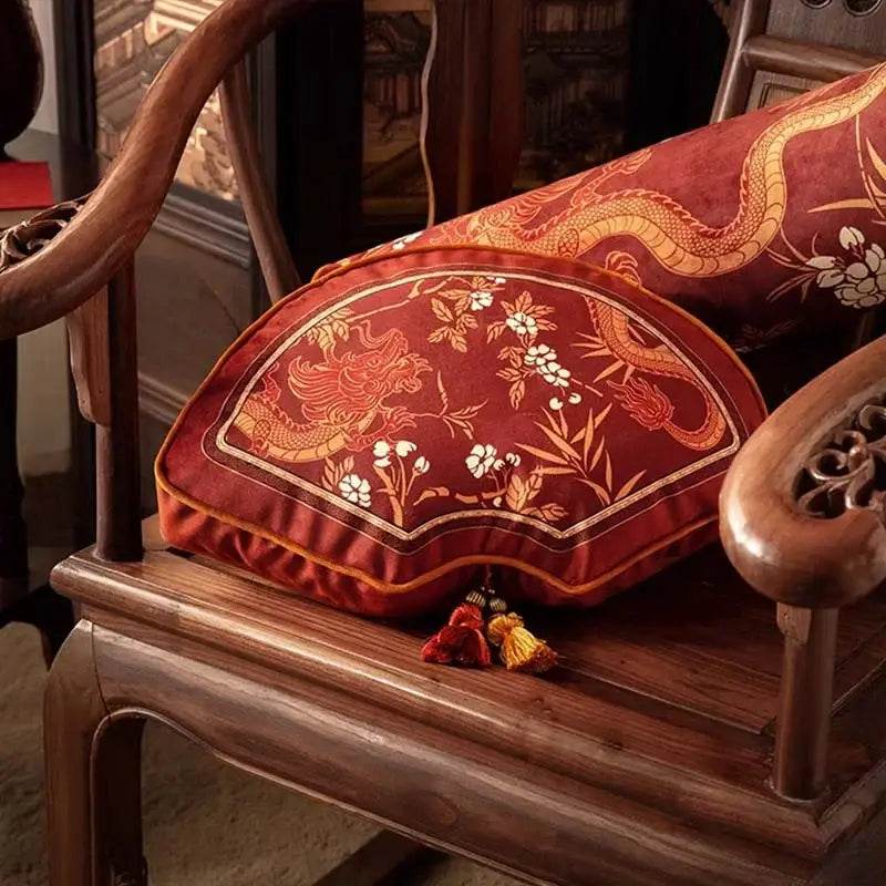 Chinoiserie Wedding Long Throw Pillow Joyful Red Celebration - SinoCultural -- SJZBZ017RD01 -