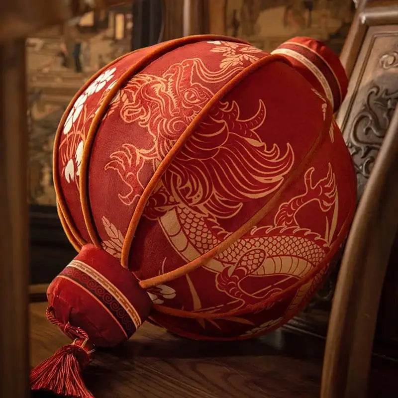 Chinoiserie Wedding Long Throw Pillow Joyful Red Celebration - SinoCultural -- SJZBZ017RD01 -