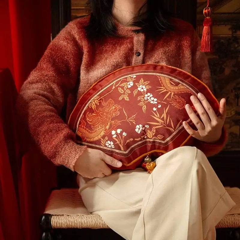 Chinoiserie Wedding Long Throw Pillow Joyful Red Celebration - SinoCultural -- SJZBZ017RD01