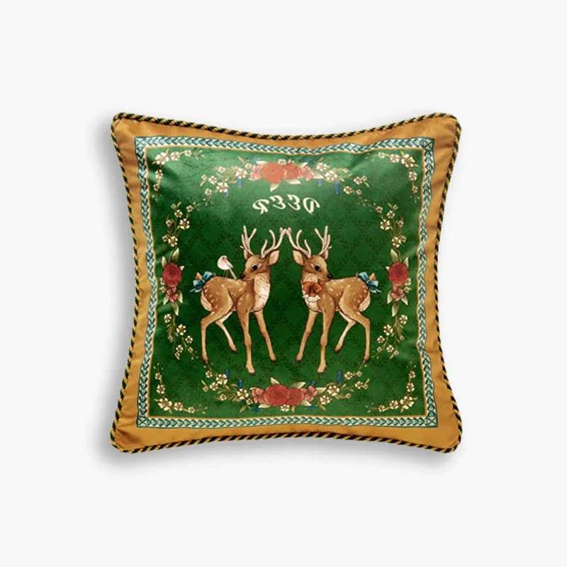 Christmas Limited Series Green Festive Reindeer Design Sofa Pillow - SinoCultural -- HS-BZ1112-1