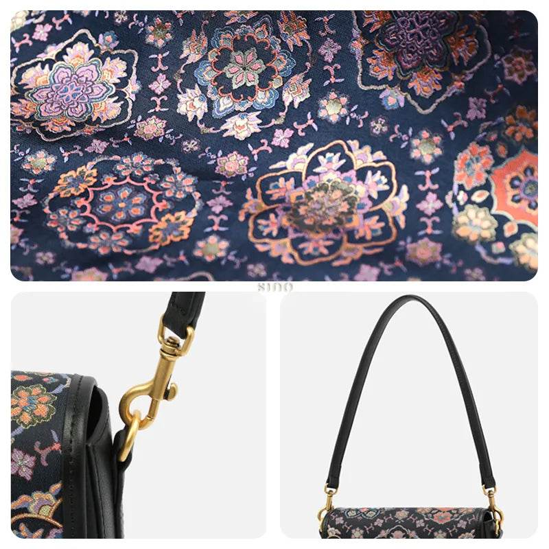 Song Brocade Silk Messenger Bag – Baoxiang Leather Crossbody - SinoCultural -- FJ220678-2 -