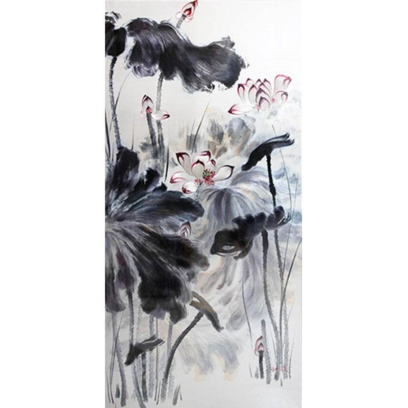 Colorful Ink Lotus - SinoCultural -- W0159