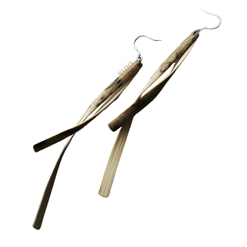 Dunhuang Bamboo Earrings - Chinoiserie Dangle Gifts for Women - SinoCultural -- ZBXK-A3-0237
