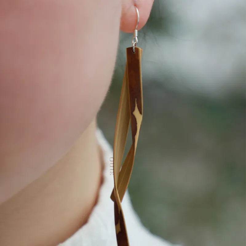 Dunhuang Bamboo Earrings - Chinoiserie Dangle Gifts for Women - SinoCultural -- ZBXK-A3-0237