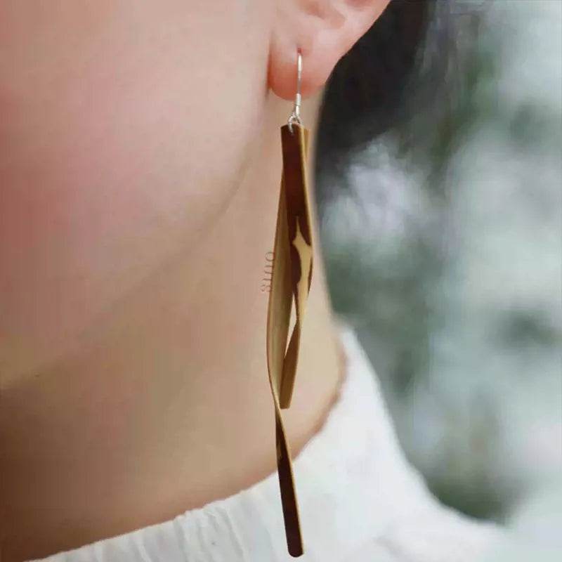 Dunhuang Bamboo Earrings - Chinoiserie Dangle Gifts for Women - SinoCultural -- ZBXK-A3-0237