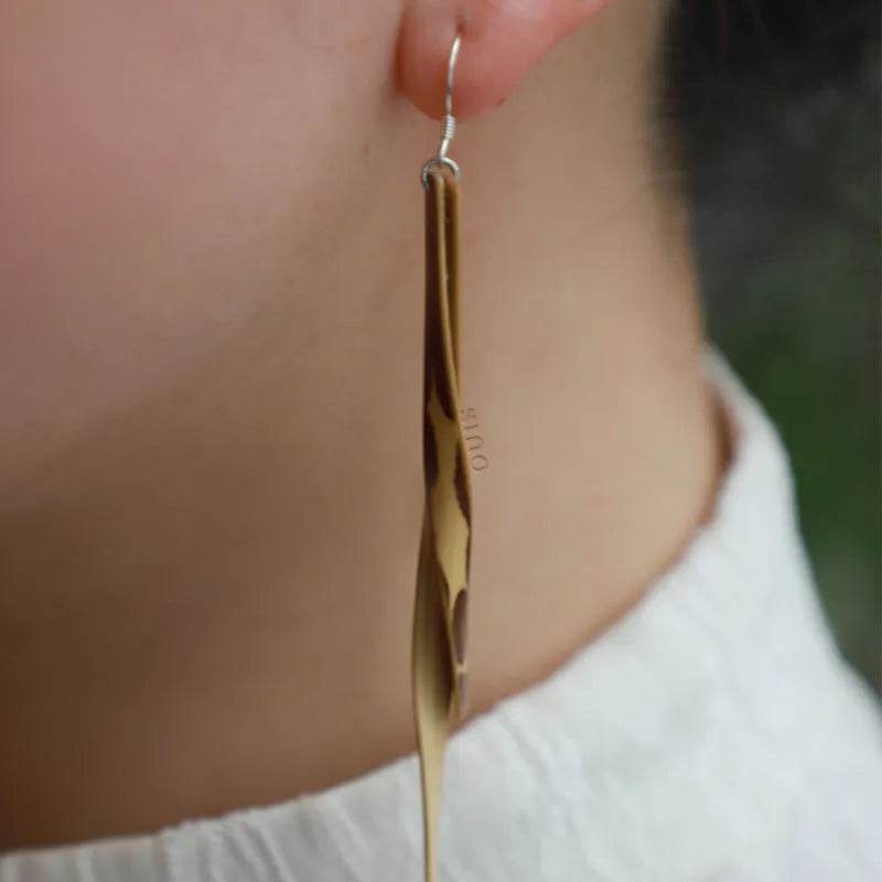 Dunhuang Bamboo Earrings - Chinoiserie Dangle Gifts for Women - SinoCultural -- ZBXK-A3-0237