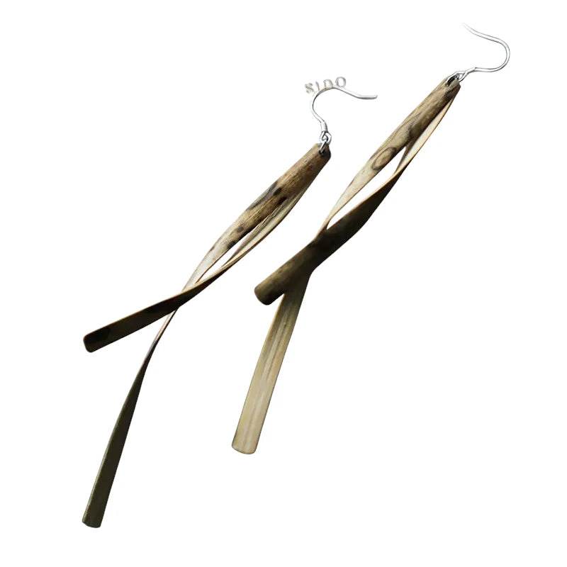 Dunhuang Bamboo Earrings - Chinoiserie Dangle Gifts for Women - SinoCultural -- ZBXK-A3-0237