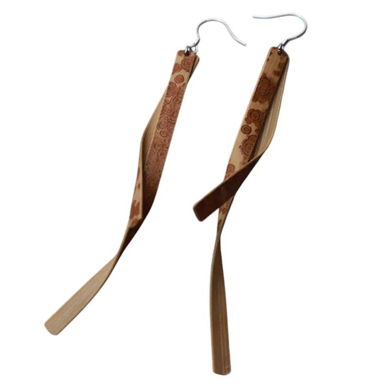 Dunhuang Bamboo Earrings - Chinoiserie Dangle Gifts for Women - SinoCultural -- ZBXK-A3-0237