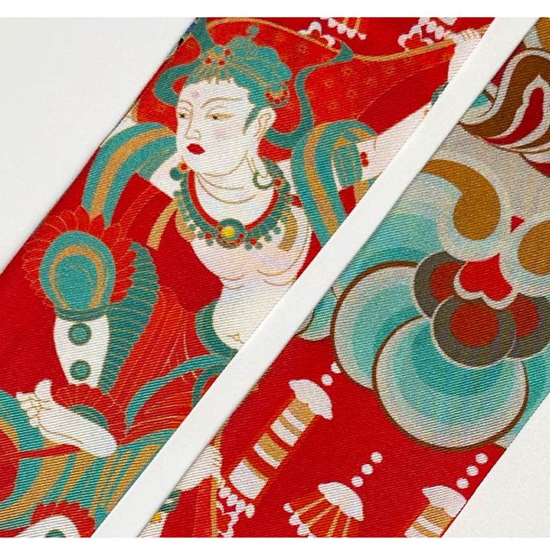 Mulberry Silk 16 Momme Dunhuang Deer Silk Narrow Scarf 120x5cm - SinoCultural -- LS013