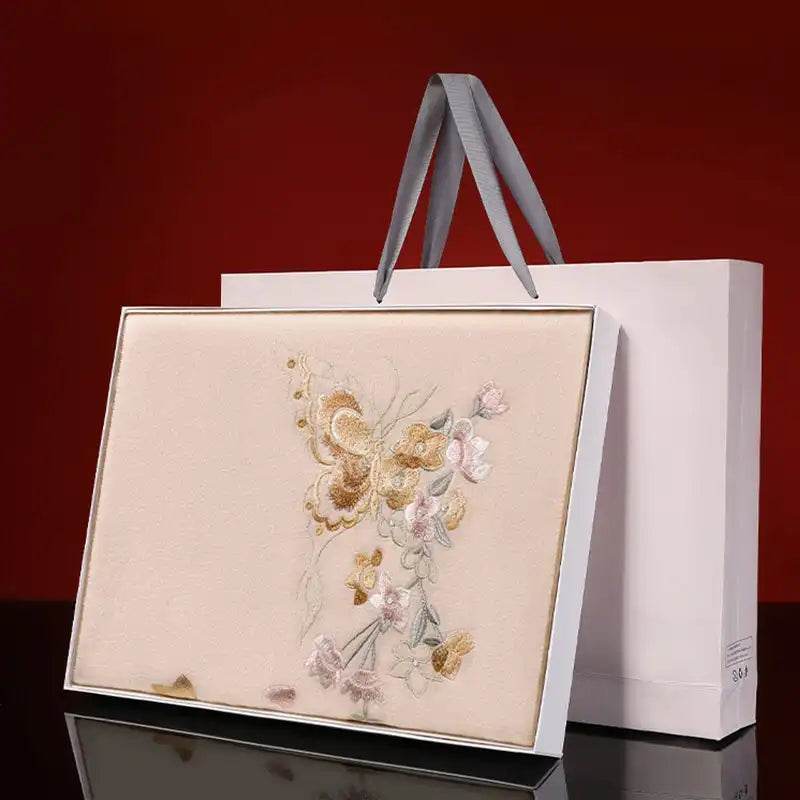 Handcrafted Su Embroidery Luxurious 100% Wool Cashmere Scarf 180x30cm - SinoCultural -- LS068