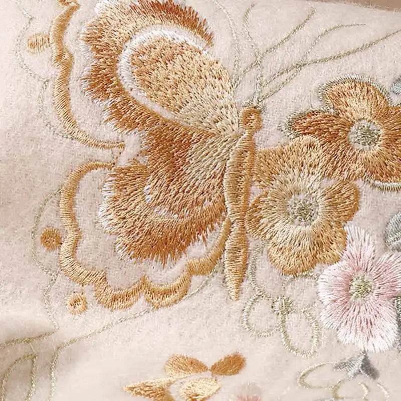 Handcrafted Su Embroidery Luxurious 100% Wool Cashmere Scarf 180x30cm - SinoCultural -- LS068