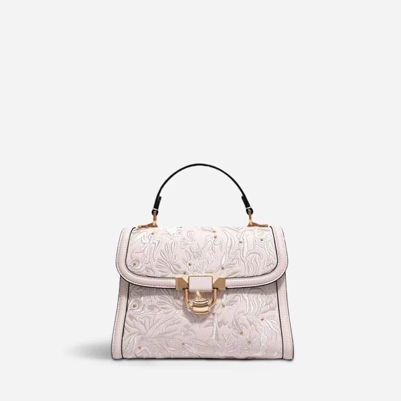Embroidery Leather Handbag Dunhuang Culture Designer Bag - SinoCultural -- CXXB054B -