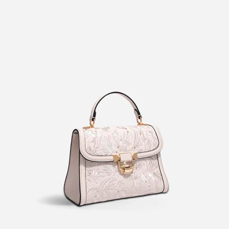 Embroidery Leather Handbag Dunhuang Culture Designer Bag - SinoCultural -- CXXB054B -
