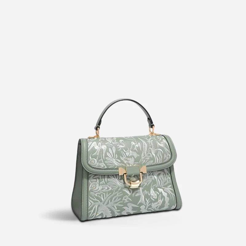 Embroidery Leather Handbag Dunhuang Culture Designer Bag - SinoCultural -- CXXB054B -