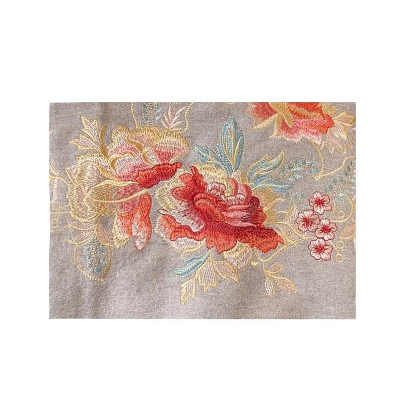 Embroidery 100% Pure Cashmere Scarf Elegant Floral Design 200x60 cm - SinoCultural -- HYFSJ040