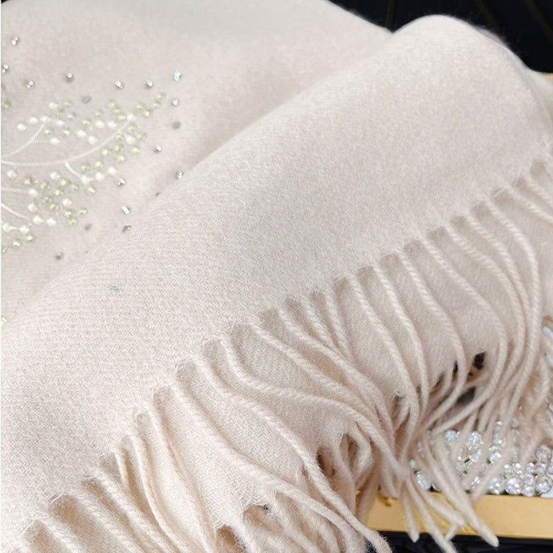 Embroidery 100% Pure Cashmere Scarf Warm Winter 200x60 cm - SinoCultural -- HYFSJ038A03