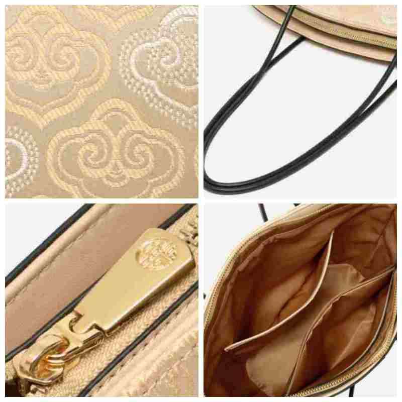 Embroidery Leather Shoulder Tote Bag Cloud Pattern Handbag - SinoCultural -- SC1682-A2