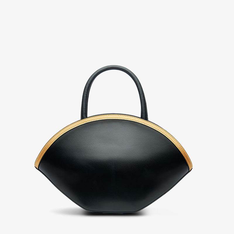 Embroidery Leather Black Basket Handbag 3D Peach Blossom - SinoCultural -- P120469