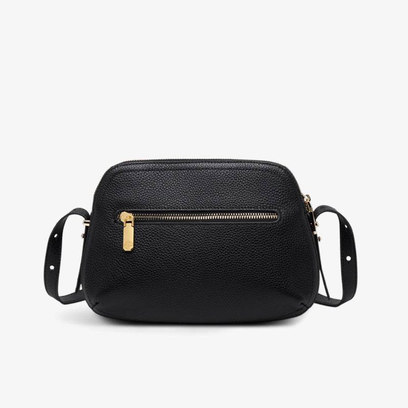 Embroidery Leather Shoulder Bag Black Lotus Handbag - SinoCultural -- YC383R1