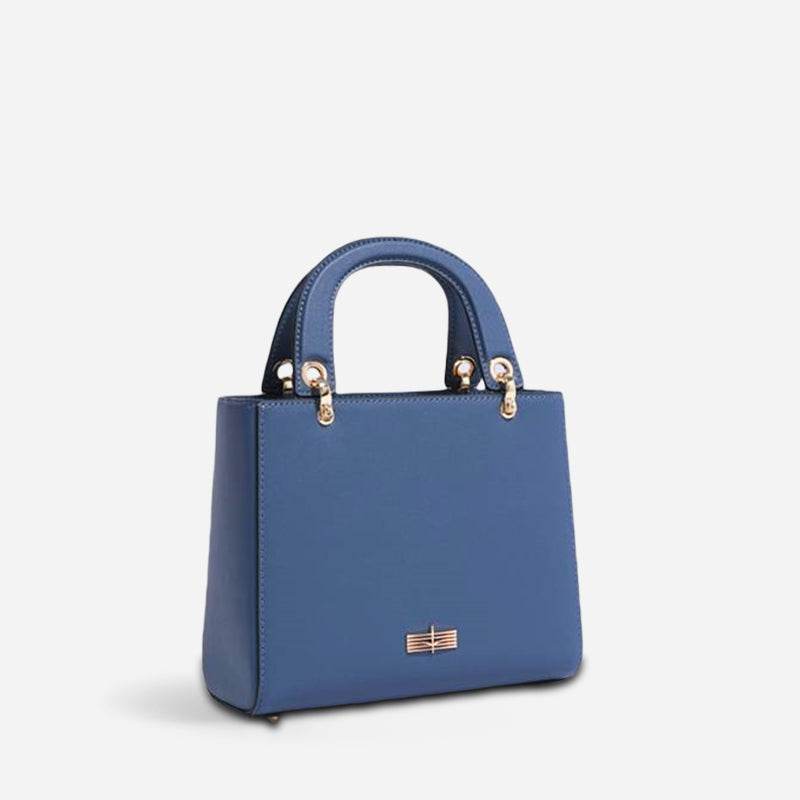 Handcrafted Embroidery Leather Handbag Blue and White Porcelain - SinoCultural -- CXXB048B