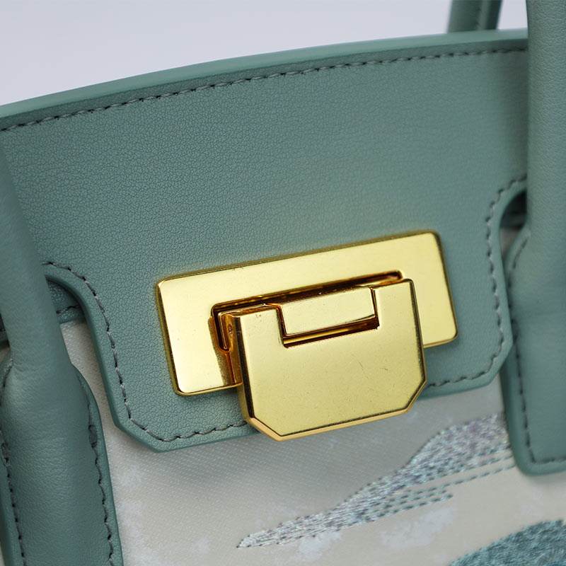 Embroidery Leather Elegant Birkin Handbag Cloud Mountain - SinoCultural -- P120659-1 -