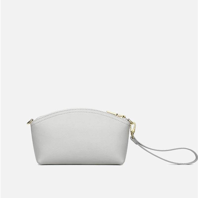 Embroidery Leather Grey Camellia Women Handbag Wallet - SinoCultural -- P220248-3 -