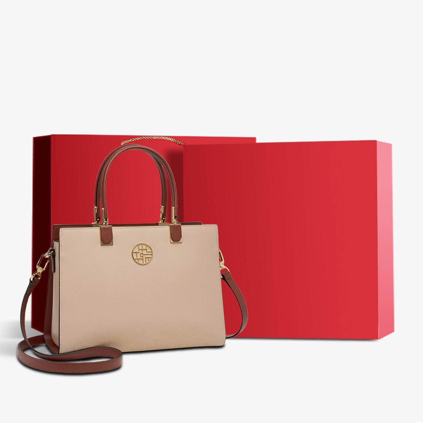 Embroidery Leather Ladies Tote Bag Chinese Style Handbag - SinoCultural -- SC1611-B2
