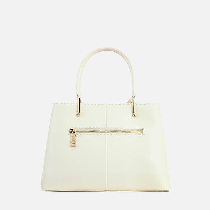 Embroidery Leather Magnolia Tote Bag Elegant Women Handbag with Scarf - SinoCultural -- P120348-3