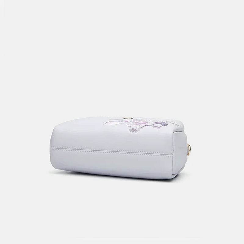 Embroidery Leather Purple Bauhinia Hand Clutch Wallet - SinoCultural