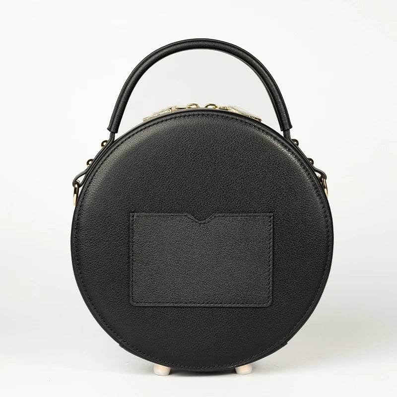 Embroidery Leather Round Handbag High Luxury Royal Gold Peony - SinoCultural -- P110171